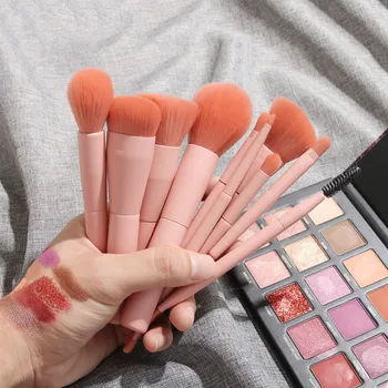 

10PCS Wooden Foundation Cosmetics Liquid Foundation Brush Set Blush Eyeshadow Concealer Lip Eye Makeup Brush Set Tool