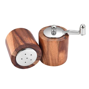 

Wooden Salt and Pepper Grinder,2Pcs Acacia Salt&Pepper Grinder and Shaker Set One Pepper Mill and One Salt Shaker Wood Body with