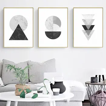 

Minimalist Style Marble Geometric Pattern Abstract Decorative Canvas Painting Print Poster Restaurant Home Wall Art Decoration