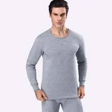 Осенне-зимнее Новое термобелье для мужчин размера плюс 3XL 4XL одноцветные теплые кальсоны с длинным рукавом утолщенное термо белье