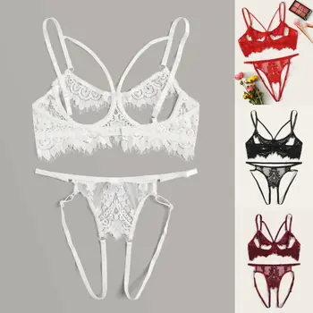 

Sexy Women Lace Floral Bralette Push Up Bra G-string Set Lingerie Sleepwear Gift