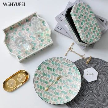 

Nordic wind color shell fruit plate sundries household tea cup tray desktop shell jewelry storage decoration display plate