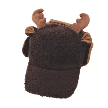 

Baby Winter Hats Deer Horn Caps for Newborn Solid Baby Boy Girl Cartoon Warm Earflap Knit Crochet Beanie Cap Baby Bonnet шапка
