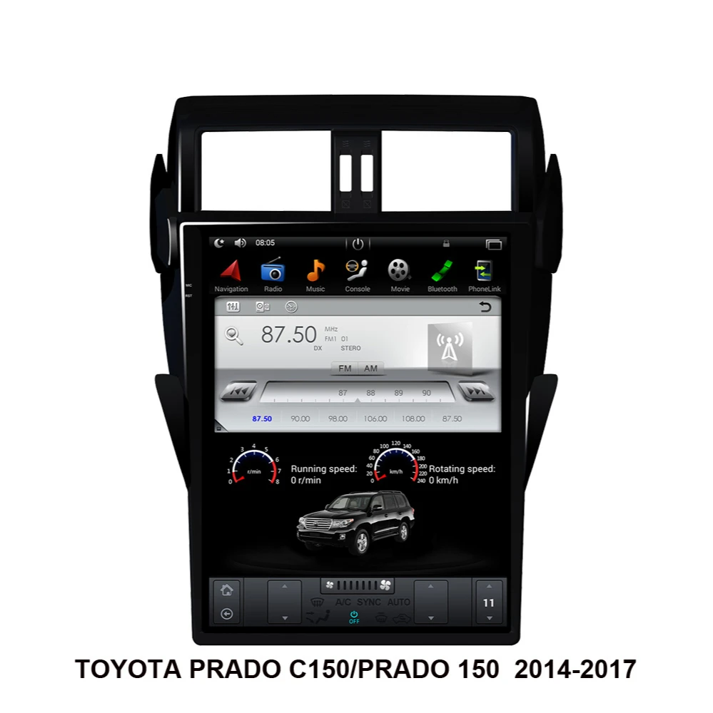 Автомобильный GPS-навигатор в стиле Tesla на Android для TOYOTA Prado/Land Cruiser 150/LC150 2014-2017