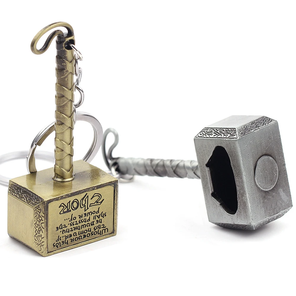

Avengers Endgame Mjolnir Thor Hammer Cosplay Bear Bottle Opener Keychain Metal Multifunction Mjolnir Creative Openers Mini Size