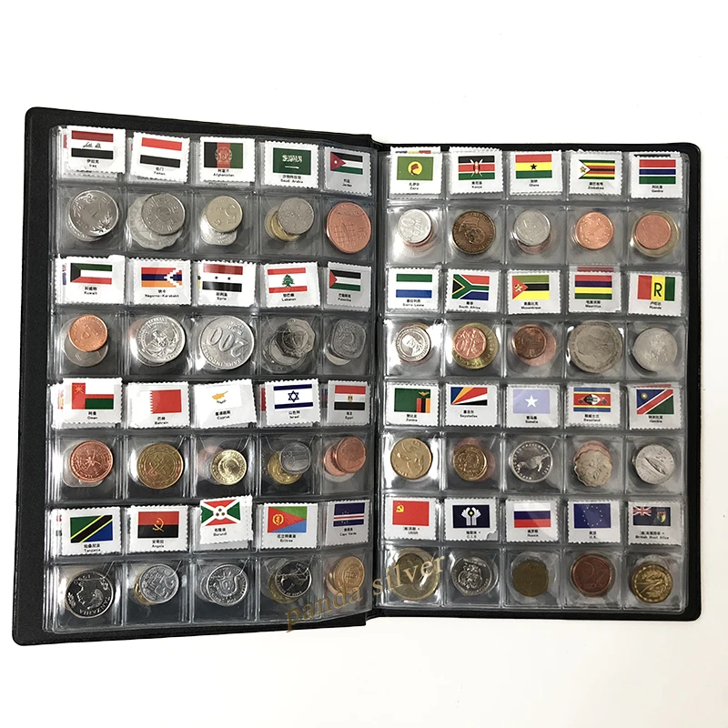 180 монет из альбома стран(150-160), оригинальная монета из натуральной мяты с кожаным альбомом, коллекционный набор из коллекции стран мира