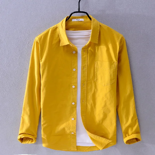 New arrival Suehaiwe's brand long sleeve shirt men fashion yellow shirts for men casual seasons shirt male camiseta - Цвет: yellow