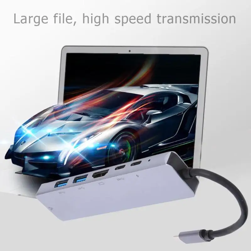 6 в 1 USB C концентратор 2 USB HDMI 4 K/2 type-C/RJ45 адаптер для MacBook Pro Gigabit LAN док-станция Usb разветвитель