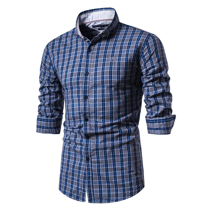 

Nice Pop Spring 100% Cotton Plaid Shirt Men Casual Business Social Men's Shirt Long Sleeve High Quality Brand Mens Dress Shirts