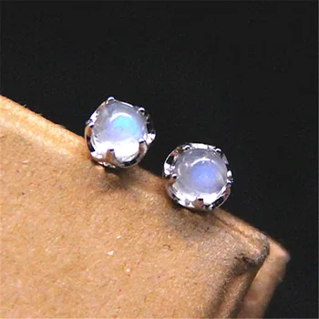 

Moonstone Round Bubble Stud Earrings Ins Style Water Drop S925 Sterling Silver Earrings Girl Fine Jewelry