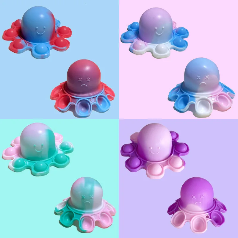 Pop It Flip Octopus Pendant Fidget Toys Silicagel Antistress Push Bubble Popit Reduce Pression Pops Keychain Toy for Kid | Игрушки и