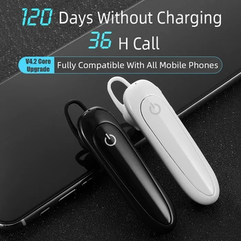 

Wireless Business Earphones Single-Ear, Hands Free Business Bluetooth Headset 24 Hours Playing Time for Driving