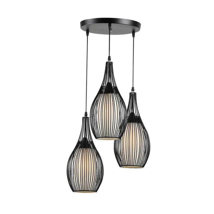 3 Head Ретро промышленный стиль ресторан Droplight три головы моды личности Творческий кованого железа гостиной бар люстра E27 - Цвет корпуса: 3 Head