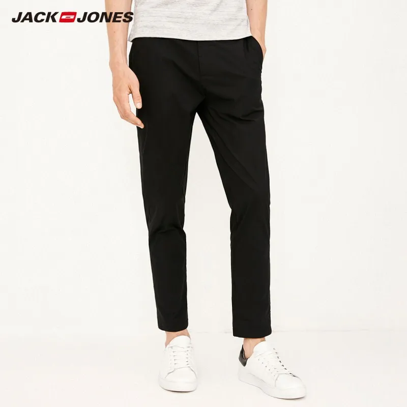 JackJones мужские Смарт повседневные лайкра ткань slim fit бизнес чистый цвет брюки мужские 218314501