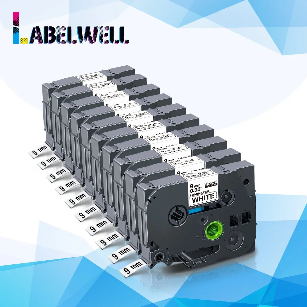 Labelwell 10PK этикетировочные ленты совместимые с 221 5 9 мм * 8 м черные на белых