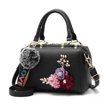 

2020 Fashion LeatherShoulder Bags Handmade Flowers HandbagsTote Boston Cross Body Bags For Girls Drop Shipping M770