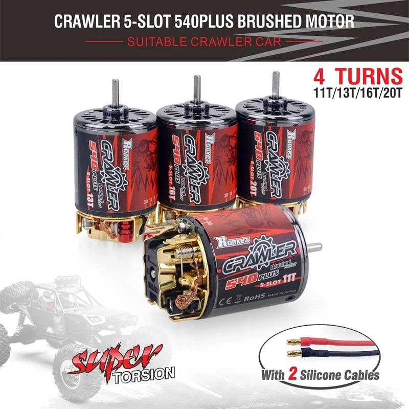 

Surpass Hobby Rocket 540PLUS Waterproof Bruhsed Motor 5-Slot 11T 13T 16T 20T for tamiya Kyosho TRAXXAS TRX4 WLtoys 1/10 RC Car