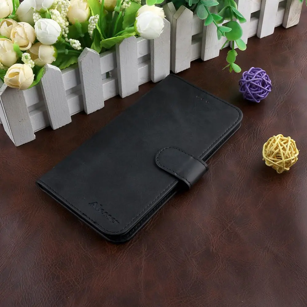 Кожаный флип чехол Alesser для Oukitel C12 Pro кожаный бумажник с карманом карт защитный