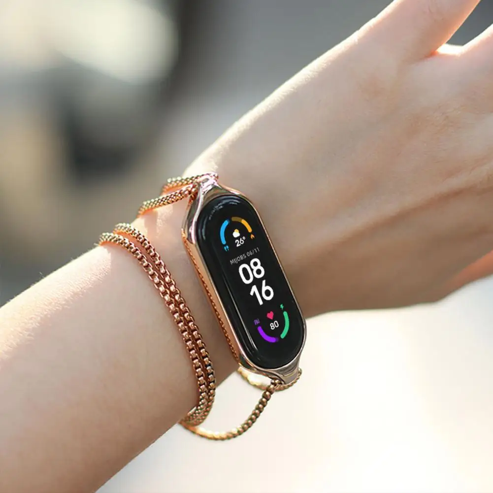 Цепочка для Mi Band 6 ремешок Smart изгиб 5 подвеска браслета Xiaomi металлический браслет