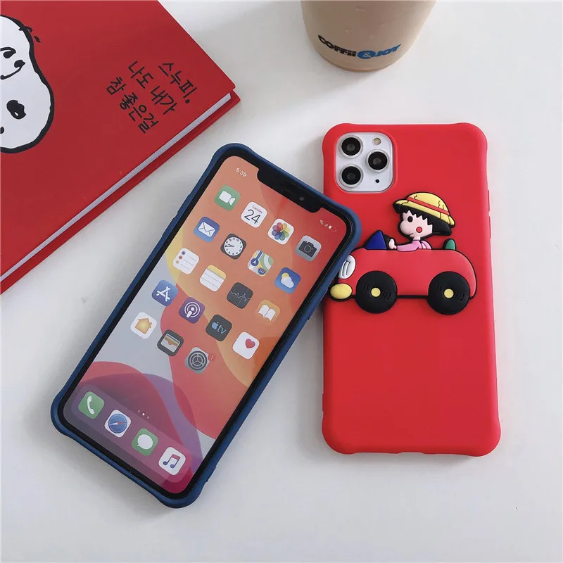 3D милый чехол для телефона Crayon Shinchan для iPhone 6 6s7 8 Plus 11 Pro MAX X XS MAX чехол s Мультфильм Чиби Маруко-тян Мягкий ТПУ чехол