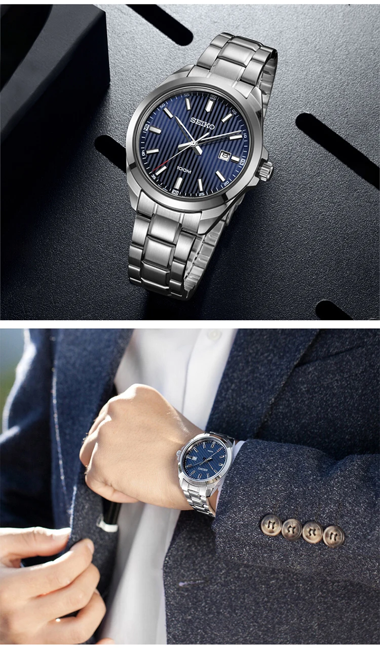 SEIKO Официальный продукт часы Мужские Простые кварцевые часы бизнес тренд мужские часы водонепроницаемые мужские наручные часы