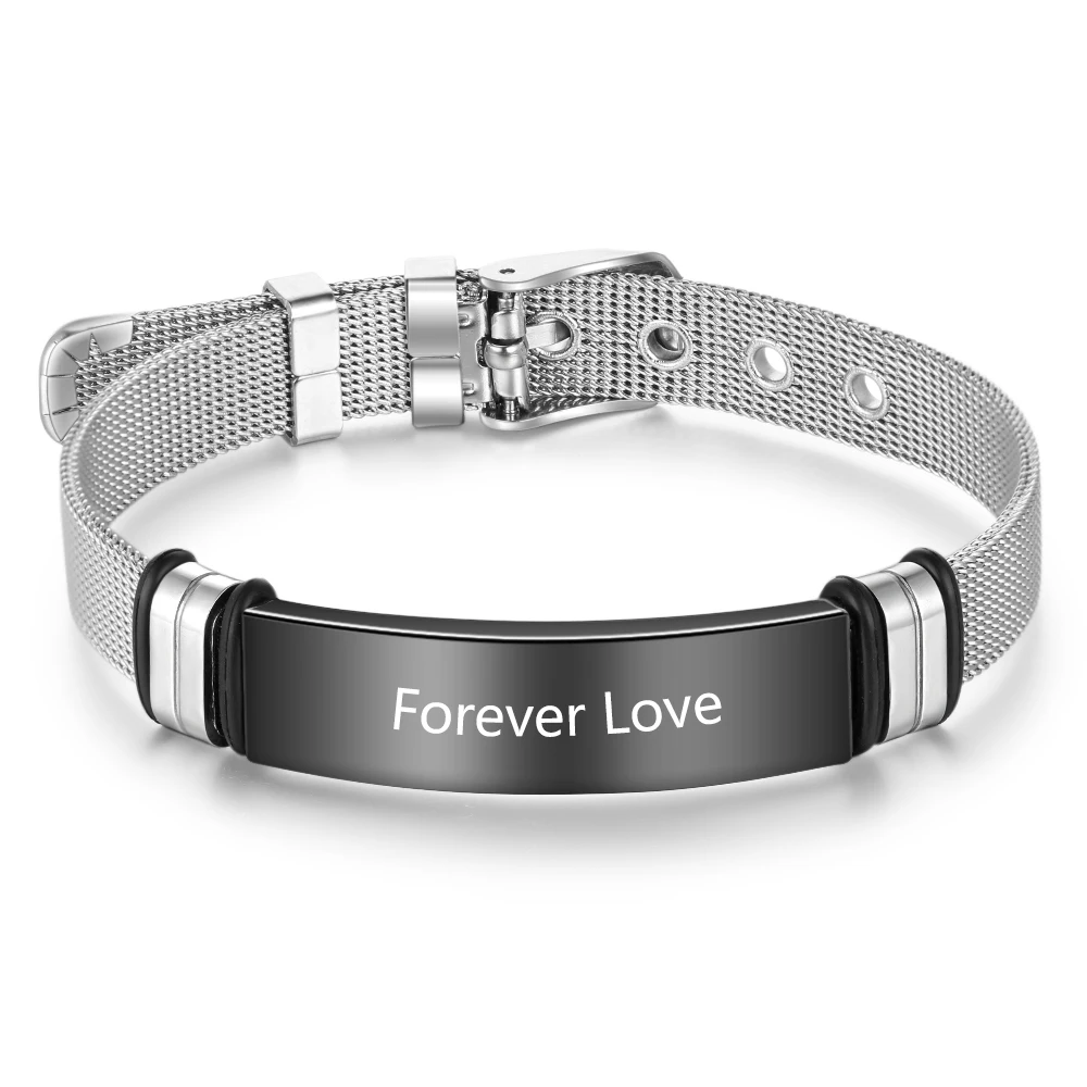 

Personalized Bracelets Stainless Steel Bangles Adjustable Fashion Jewelry Customize Names Classic Charm Gift for Men(BA102497)