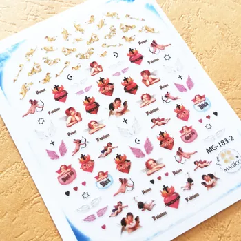 

Newest MG 183-2 Angle design 3D nail sticker decal stamping back gule DIY nail decoration tools