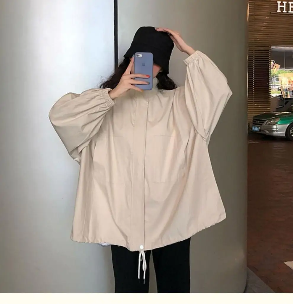 Женский Тренч, абрикосовый, свободный, 2XL, унисекс, BF, корейский стиль, Harajuku, Женское пальто, подходит ко всему, высокое качество, уличная одежда, хип-хоп, повседневная, для пары