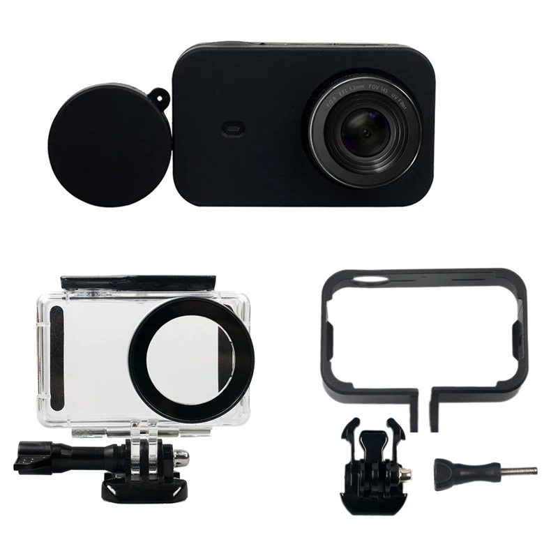 Комплект аксессуаров для камеры 3C-6 в 1, водонепроницаемый чехол+ Боковая защитная рамка+ силиконовый чехол+ чехол для объектива для Xiaomi mi Jia mi ni 4K