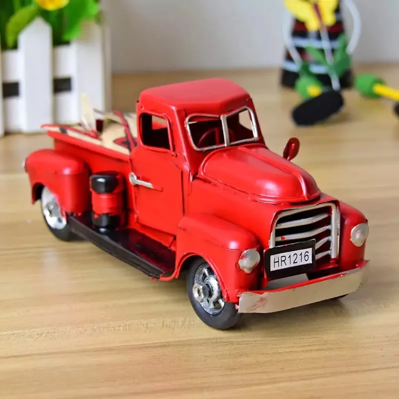 Vintage 1/12 Metal Truck Christmas Ornament Kids Xmas Gifts Toy Table Top Decor