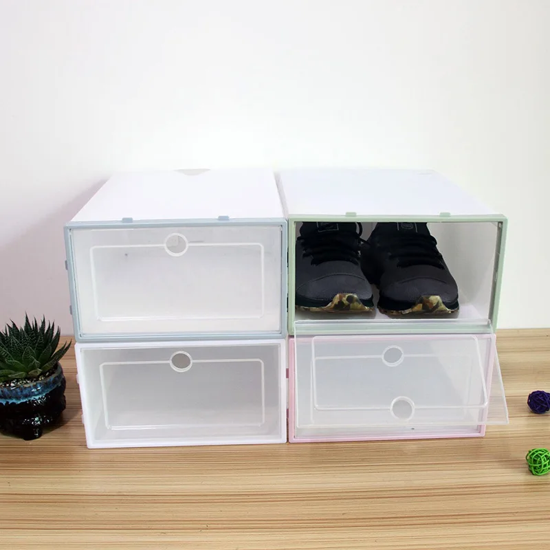 6 Pcs Transparent Shoe Box Flip Design Plastic Storage Case Organizer Dustproof for Home LBShipping