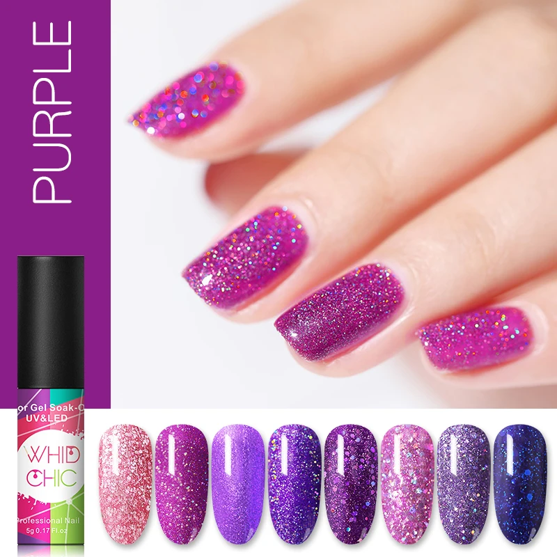WHID CHIC Glitter Nail Gel Polish varnish Varnish Purple Series Bling
