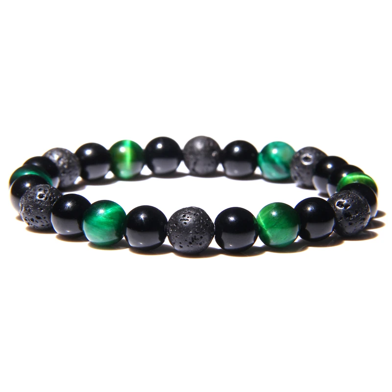 Natural Magnetic Beads Bracelets Black Obsidian Hematite 