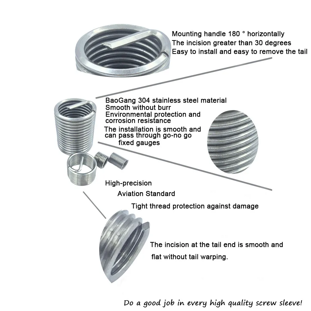 100 шт. Набор для ремонта резьбы M4* 0,7* 2D набор резьбовых вставок 304 нержавеющая сталь для ремонта оборудования инструменты rosca helicoil восстановление