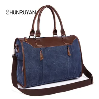 

SHUNRUYAN Men's Retro Brand Design Casual Tote Handbag Shoulder Bag Leisure Briefcase Canvas Satchel Messenger Bag