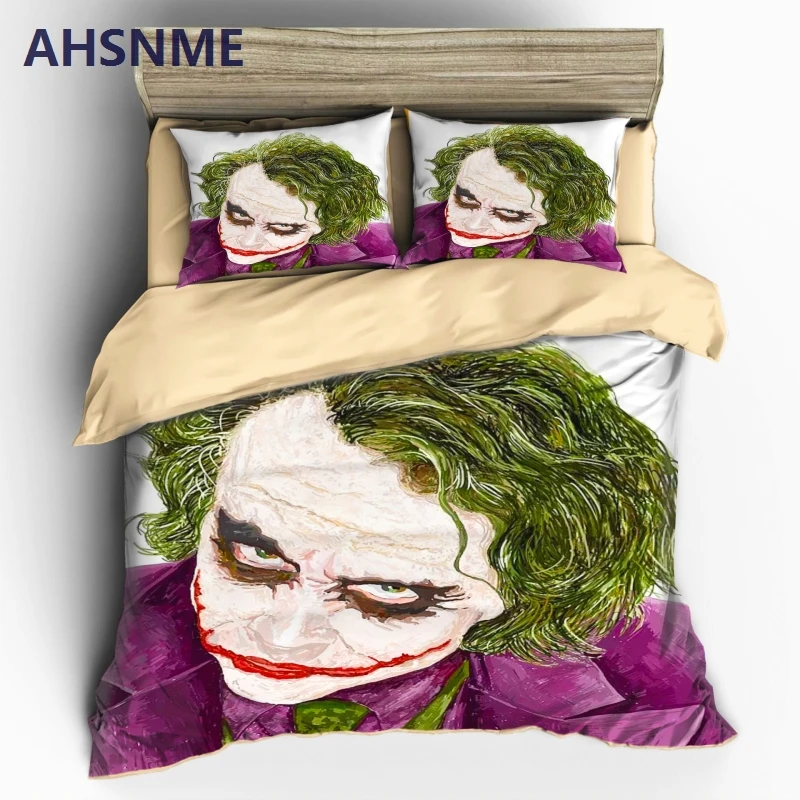 

AHSNME Clown Oil Painting Duvet Cover Sets Horror Jack Facial Portrait 100% Microfiber King Queen Full Bedding Set 3pcs