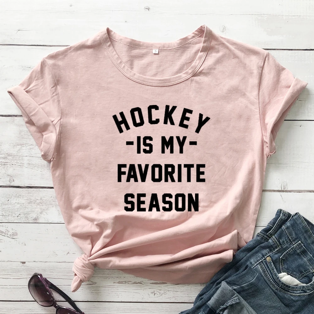 

Hockey is my Favorite Season T-Shirt Funny Unisex Casual Game Day Tee Hipster Cotton Hockey Vintage Slogan Tops quote Outfits