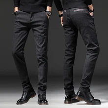 Костюм брюки мужские повседневные Стрейчевые брюки мужские хлопковые сетчатые прямые серые рабочие брюки мужские Осенние большие размеры 28-38
