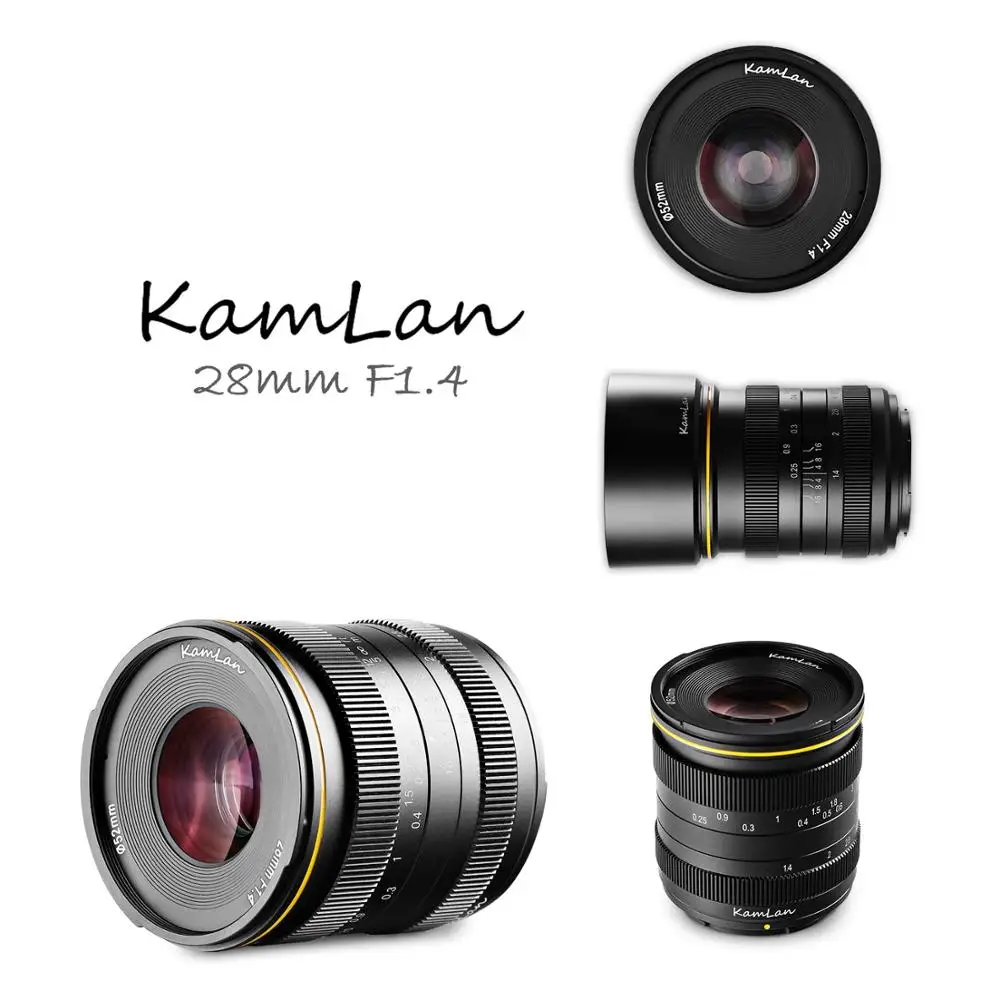 Широкоугольный объектив Kamlan 28 мм f1.4 ручной Объектив Для беззеркальных камер с