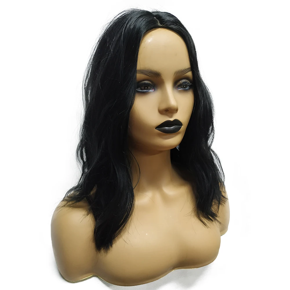 

ESIN 20" Charming Long Hair Body Wave Synthetic wigs Middle part Heat Resistant Wig for Women Simulation Scalp Dark Brown