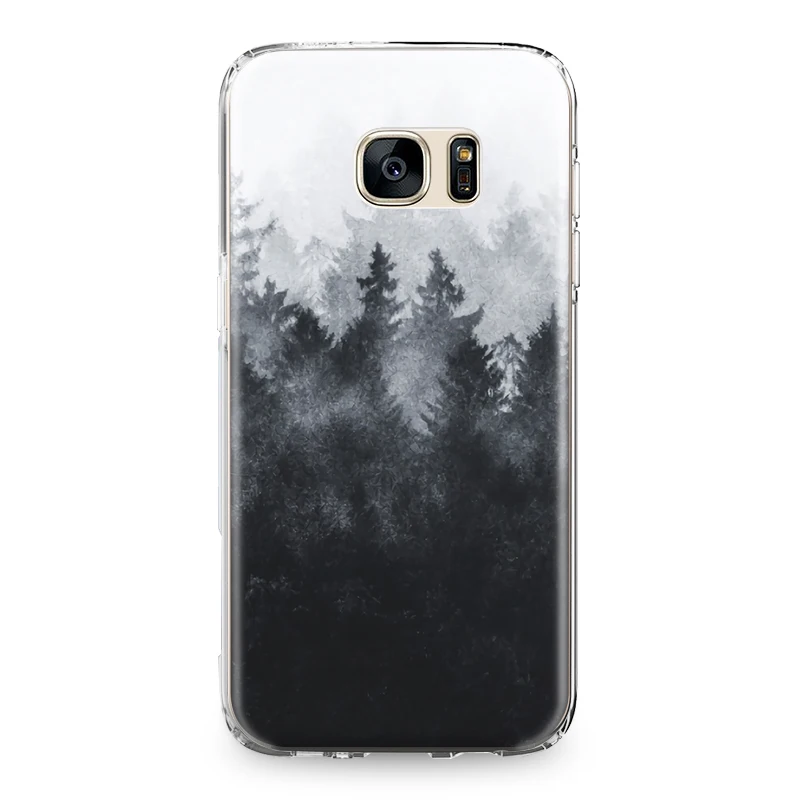 Для samsung Galaxy S4 S5 S6 S7 край S8 S9 S10 плюс S10e Note 4 5 8 9 силиконовый чехол искусство лес чернила горный TPU Защитный чехол