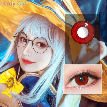 

2Pcs/1Pair Little Devil Red Eye Colored Cosplay Contact Lenses For Eyes Coloured Beautiful Pupil Halloween Comfortable Soft Wear