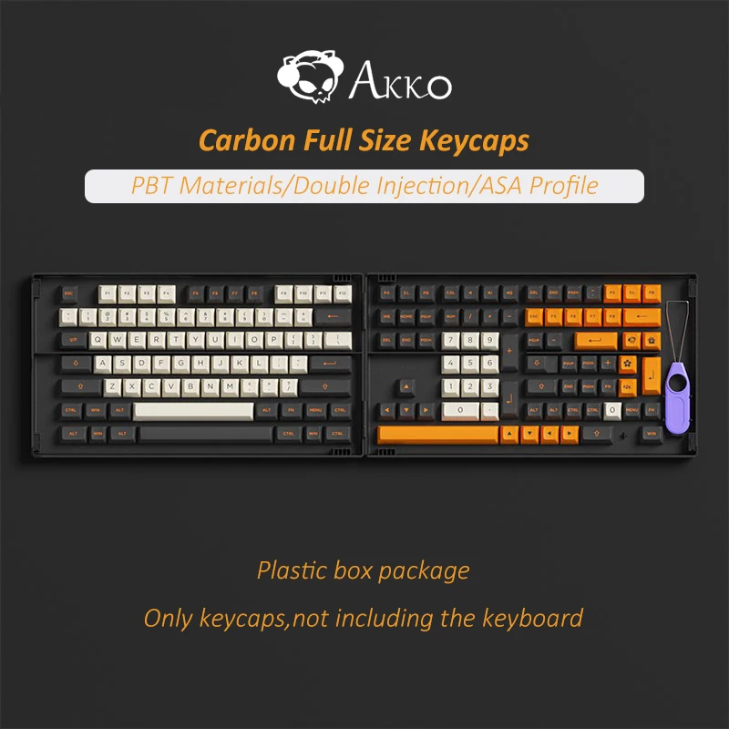 Original AKKO Carbon PBT Double Injection Full Size 158 Keycaps Set for Mechanical Keyboard 61 68 87 104 US English layout