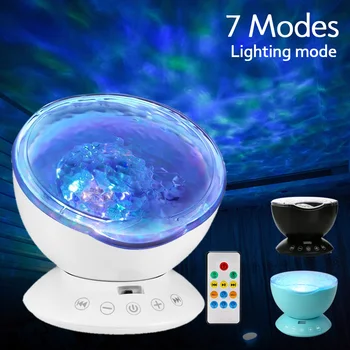 

Romantic Colorful Sea Wave Ocean Remote Control Projection Lamp Light Projector LED Night with USB Music Player Can Use TF Card