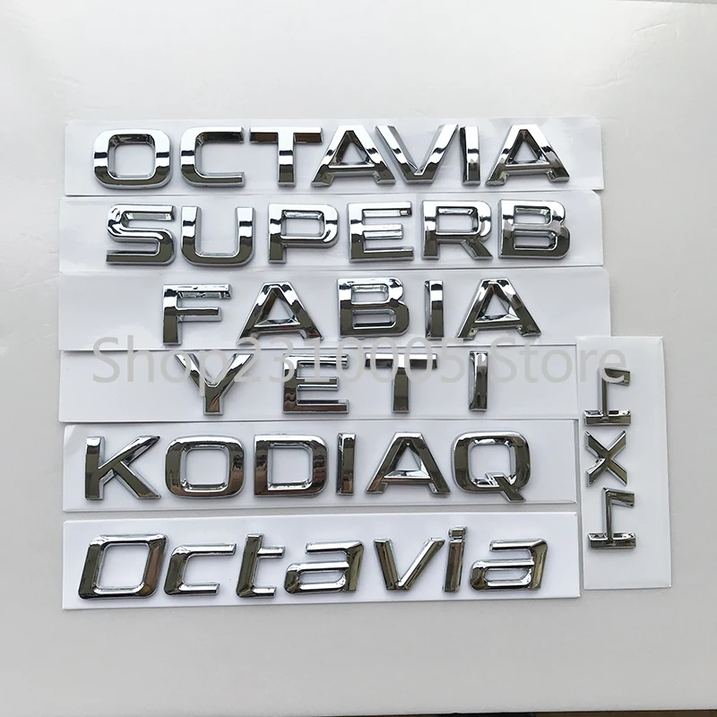 Эмблема на багажник автомобиля для Skoda FABIA KAMIQ KAROQ KODIAQ OCTAVIA RAPID SUPERB YETI хромированная