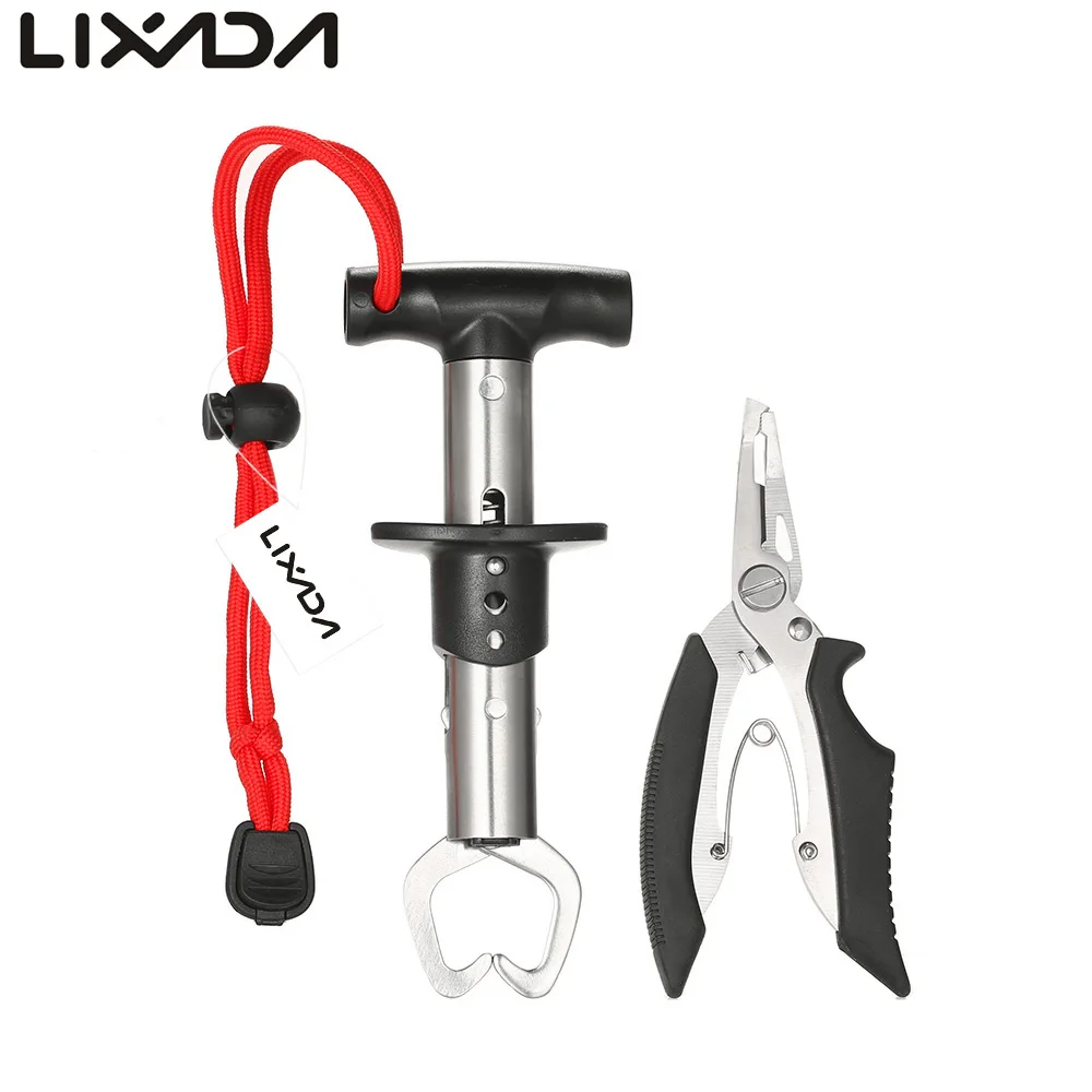 

Lixada Multifunctional T Handle Stainless Steel Fish Lip Gripper Grip Pliers Set Fishing Tackle Control Fish Plier Fishing Tool