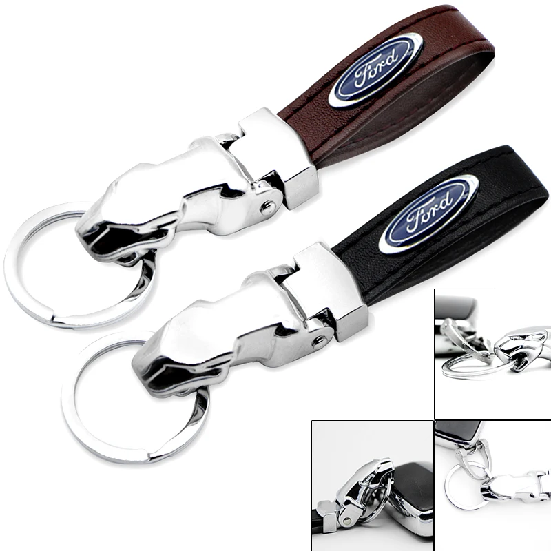 

3D Leopard Car Key Ring Ornaments Silver Auto Keychian for Fords Focus 2 3 1 MK2 MK3 MK1 Fusion Automobile cars Key Accessories