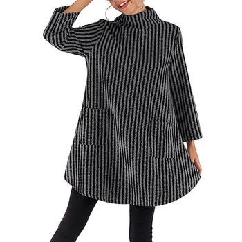 

Hot Selling Women High-necked Ruffled Sweater Loose Large Size Long Fashion Sweater LL@17