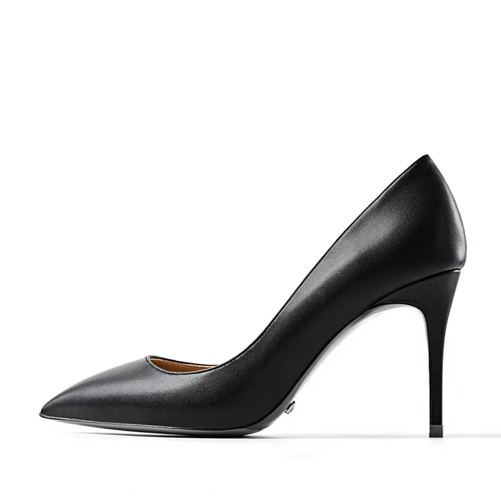 8cm Black Matt Junetxin/классические женские туфли-лодочки с волнистым узором; большие размеры 34-42; женские туфли на высоком каблуке с острым носком; модные пикантные туфли-лодочки на каблуке 12 см - Цвет: 8cm Black Matt