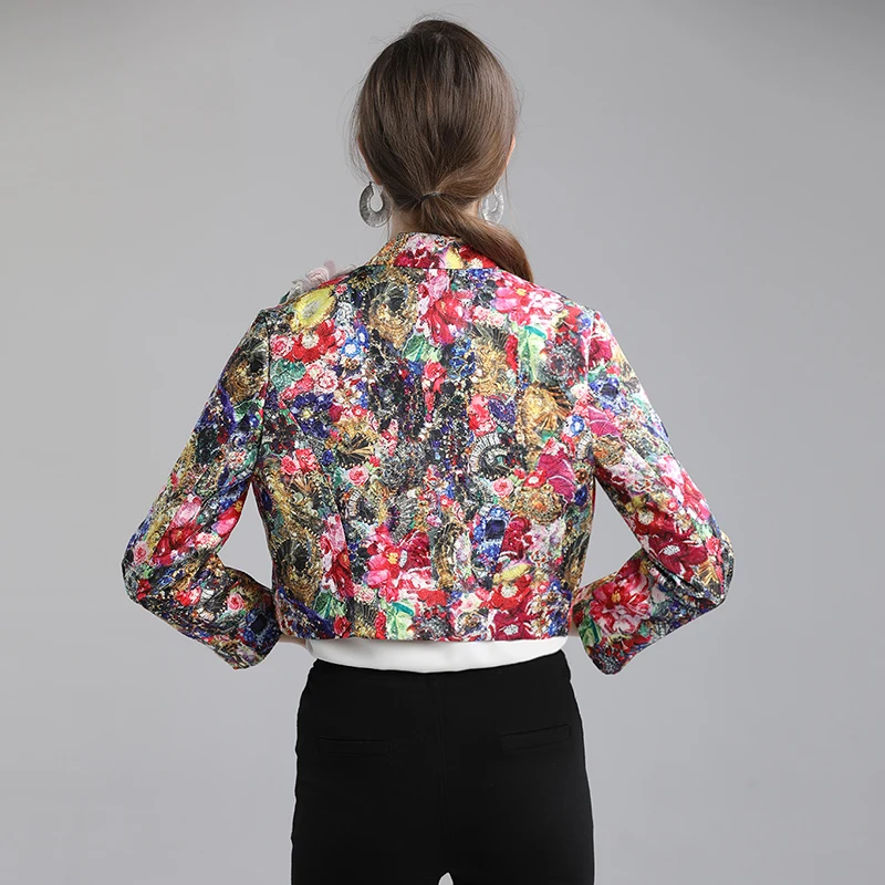 Most effective  AELESEEN 2020 Spring Runway Floral Series One Cover Button Short Jacket Women High Street Luxury Cr
